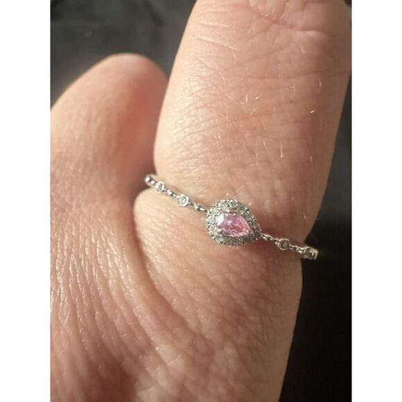 18K Solid White Gold VS Fancy Pink Diamond Ring W/ Certificate Sz 11 - Picture 5 of 9